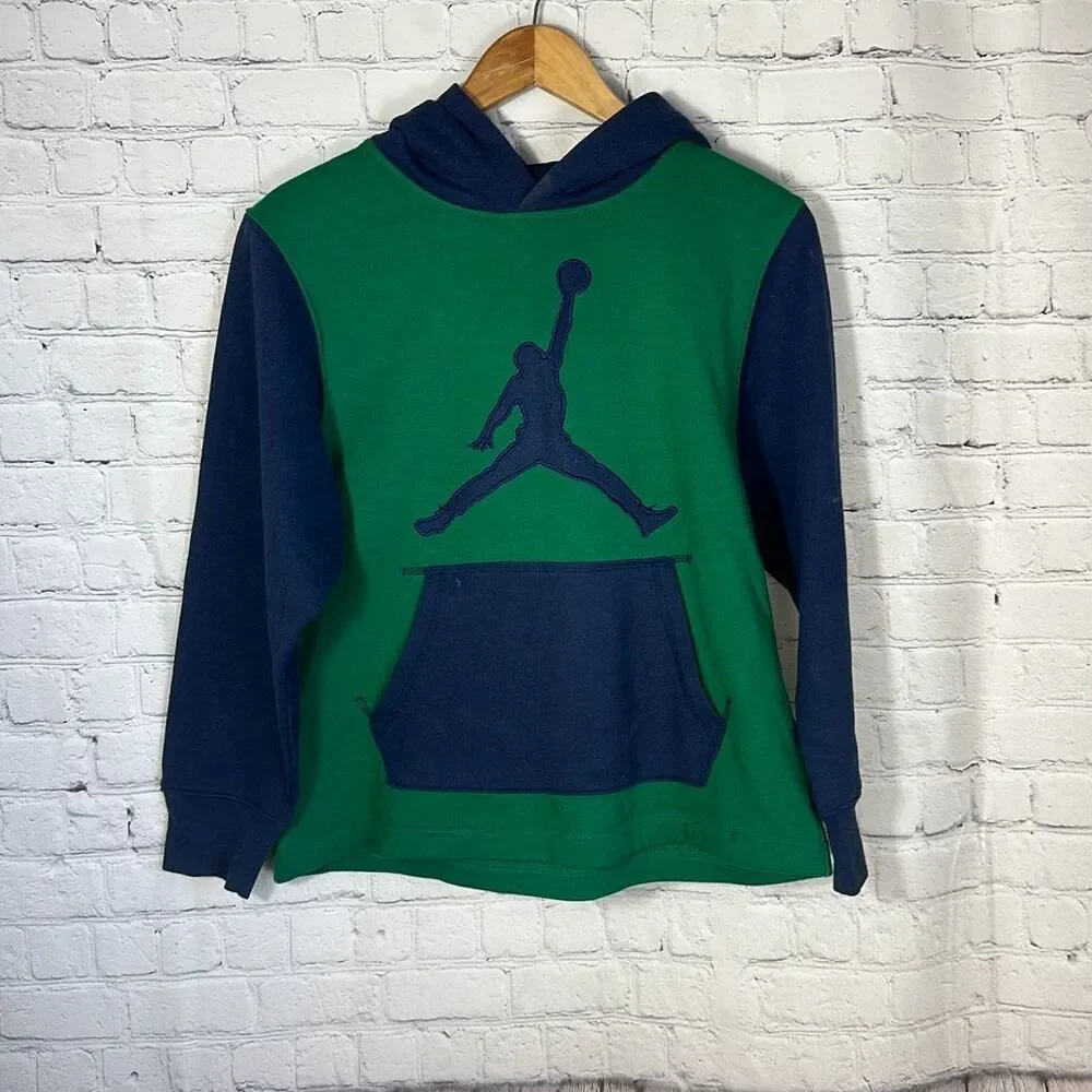 Air Jordan Boys Jumpman Hoodie‎ Sweatshirt Green Navy size L Large